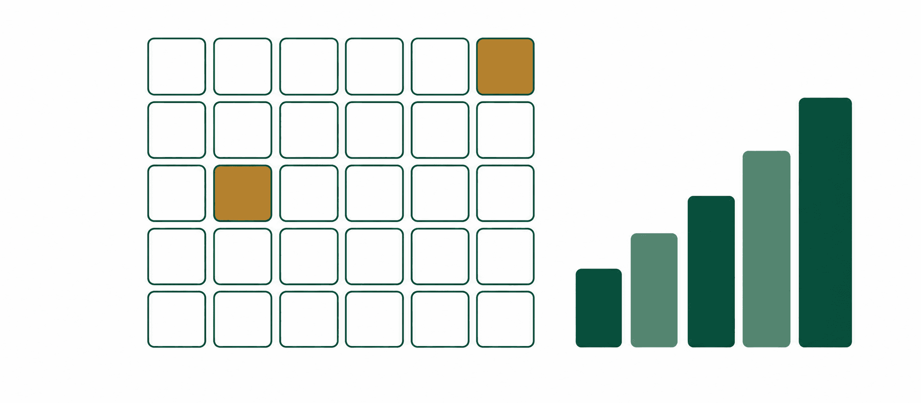 Ilustrasi rata grid pemarkahan dengan dua jubin bonus yang diserlahkan dan tolok mata yang menaik